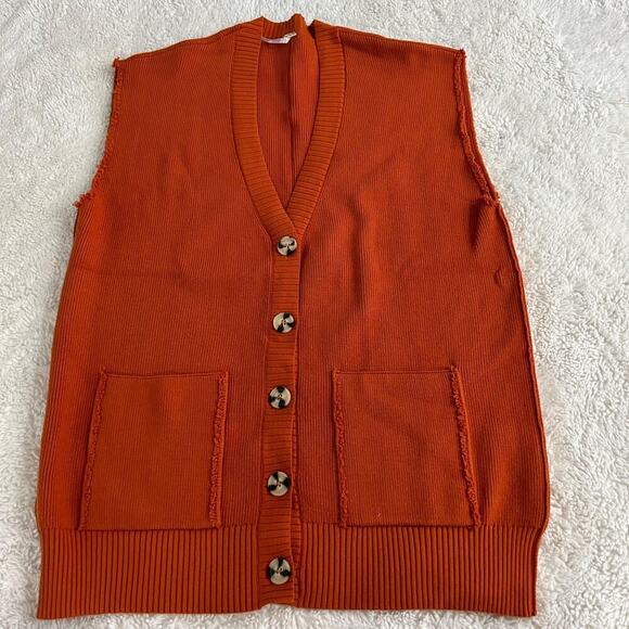 Free People Sweaters - Free People Womens Orange Oversized Sweater Vest Sz M Boho Indie Tomato Granola